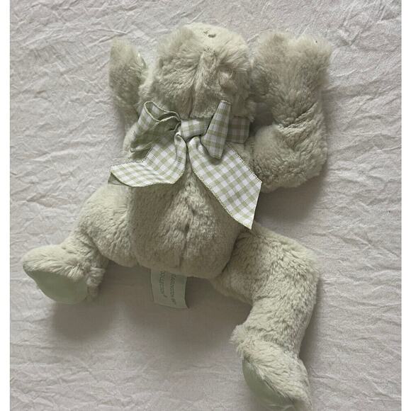 Bearington Baby Collection RIBBIT Plush Mint Green FROG Rattle Lovey Toy,Gingham - Picture 8 of 10